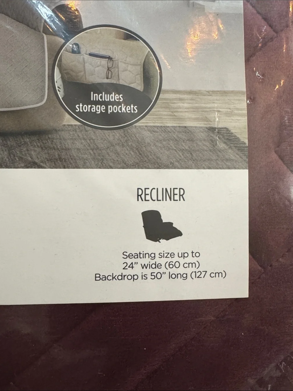 Sure Fit Herringbone Recliner Cover in Burgundy 🔅